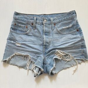 Levi's Light Blue Distressed Jean Shorts